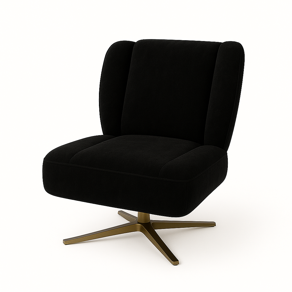 Fotoliu catifea NEAGRA| model PUFI